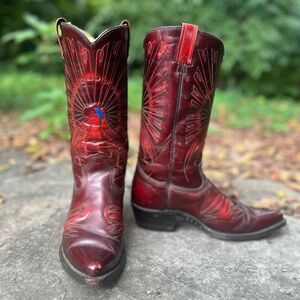 Vintage Texas Cowboy Boots – Men’s 8.5 EE – Peacock Inlay